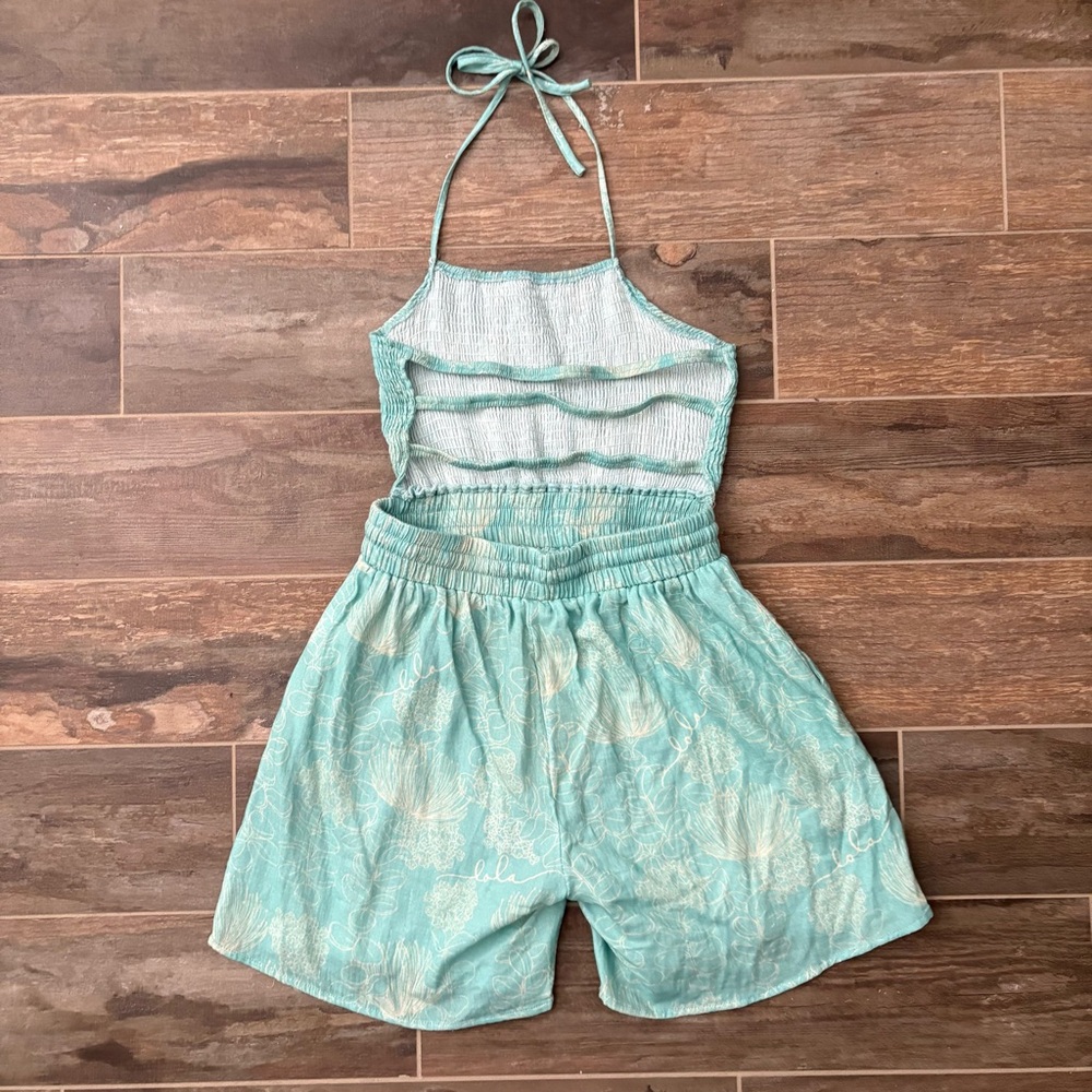 Simply Sisters By Lola Miller Halter Romper Hawaiian Floral Medium New - Picture 5 of 12